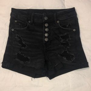 American Eagle AE high rise black jean shorts